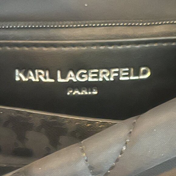 Karl Lagerfeld Paris Voyage Logo Black Quilted Crossbody Bag - Picture 15 of 16